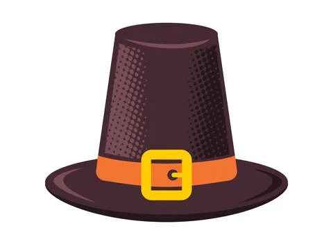 Vector icon of pilgrim hat for Thanksgiving. Retro pilgrim hat. Stock Illustration