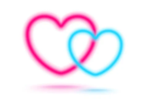 Vector icon of a pink and blue blurred hearts. Vector illustration of a red.. Stock Illustration