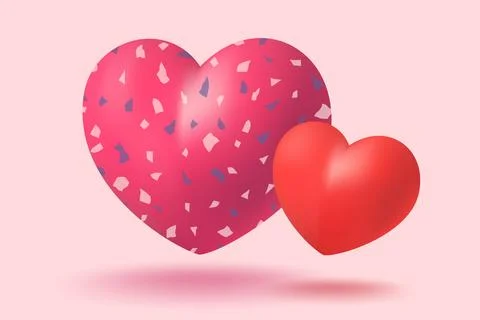 Vector icon of pink and red hearts with terrazzo texture for Valentine's Da.. Иллюстрация