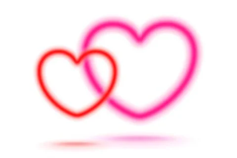Vector icon of a pink and red blurred hearts. Vector illustration of a red .. Stock Illustration