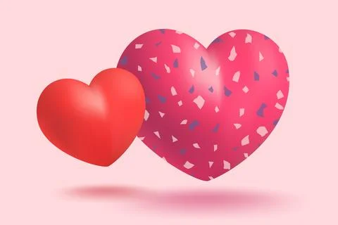 Vector icon of pink and red hearts with terrazzo texture for Valentine's Da.. Stock Illustration