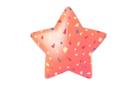 Vector icon of pink star with terrazzo texture is on isolated background. A.. 库存插图