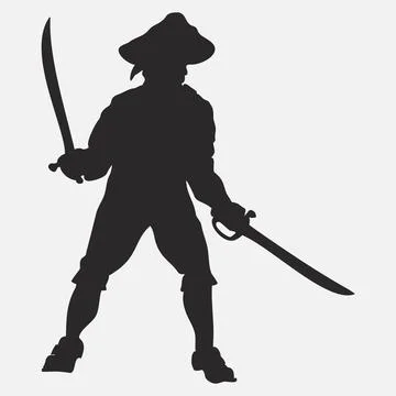 Vector icon of pirate with sword Stock Illustration