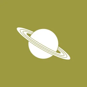 Vector icon planet Saturn with rings. Astronomy. Stock Illustration