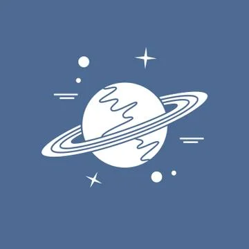 Vector icon planet Saturn with rings. Astronomy. Stock Illustration