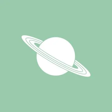 Vector icon planet Saturn with rings. Astronomy. Stock Illustration