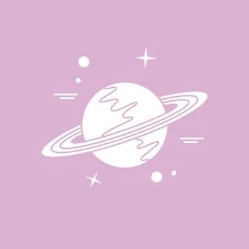 Vector icon planet Saturn with rings. Astronomy. Stock Illustration