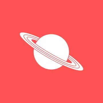 Vector icon planet Saturn with rings. Astronomy. Stock Illustration