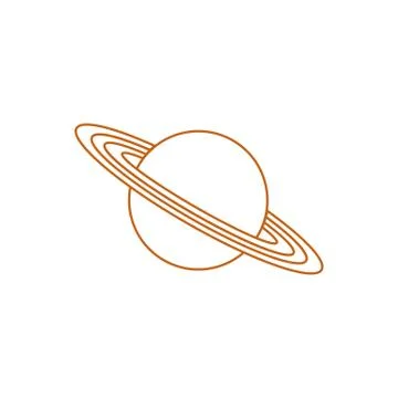 Vector icon planet Saturn with rings. Astronomy. Stock Illustration
