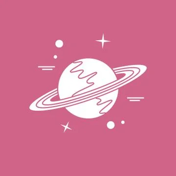 Vector icon planet Saturn with rings. Astronomy. Stock Illustration