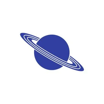 Vector icon planet Saturn with rings. Astronomy. Stock Illustration