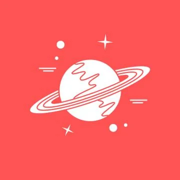 Vector icon planet Saturn with rings. Astronomy. Stock Illustration
