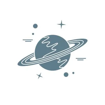 Vector icon planet Saturn with rings. Astronomy. Stock Illustration