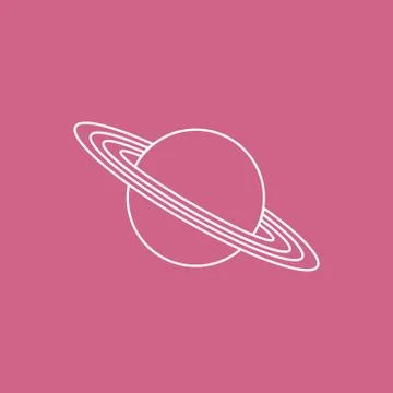Vector icon planet Saturn with rings. Astronomy. Stock Illustration