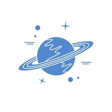 Vector icon planet Saturn with rings. Astronomy. Stock Illustration