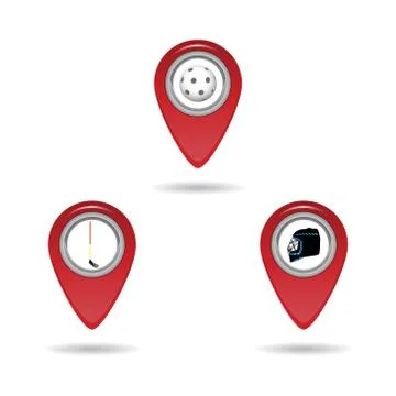 Vector icon pointer location on the floorball equipment Stock Illustration