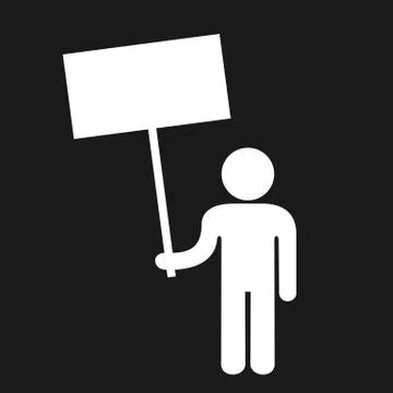 Vector icon of protester / demonstrator on demonstration / protest. Person is Stock Illustration