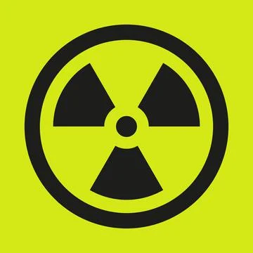 Vector icon of radiation on yellow background. Stock Illustration