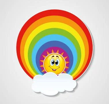 Vector icon of rainbow, sun and cloud Stock Illustration