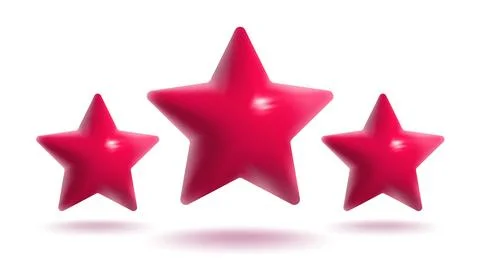 Vector icon of realistic red star. Achievements for games or customer ratin.. Ilustração Stock