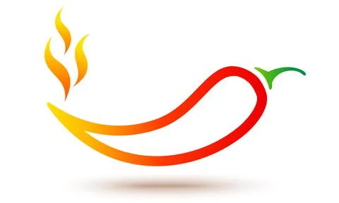 Vector icon of red chilli pepper in fire. Stock Illustration