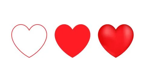 Vector icon red Hearts collection on white background. Stock Illustration
