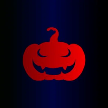 Vector Icon - Red Jack Pumpkin on Blue Gradient Background Illustrazione stock
