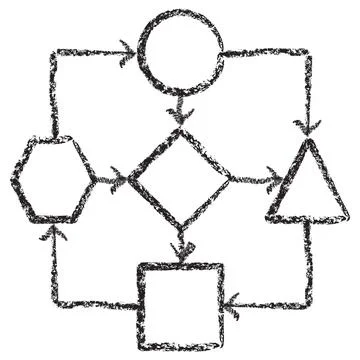 Vector icon of a reinforcement learning feedback loop with a central diamond Illustrazione stock