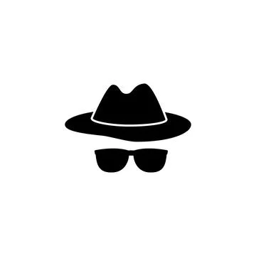 Vector icon representing incognito or private browsing mode with a hat and su Illustrazione stock
