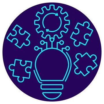 Vector icon representing logical and intelligent systems, combining automatio Stock Illustration