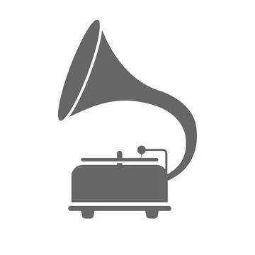 Vector icon of a retro record player. An old gramophone Stock Illustration