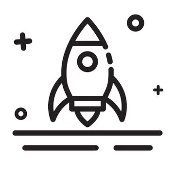 Vector icon. Rocket, Start up, Launcher icon. Modern outline icon  Stock Illustration
