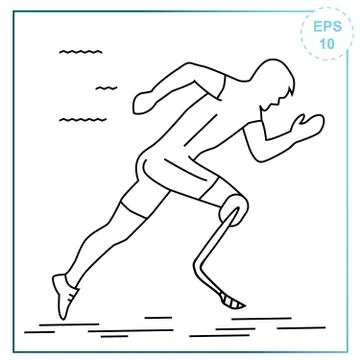 Vector icon of a runner with a prosthesis on his leg. Competitions of people Stock Illustration