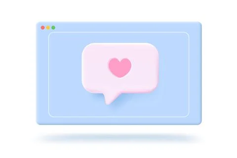 Vector icon of screen with message bubbles in 3D style. Vector illustration o Stock Illustration