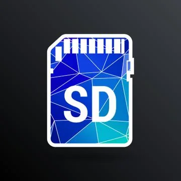 Vector Icon SD card. black silhouette symbol Stock Illustration