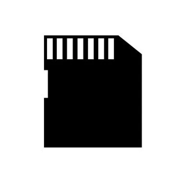 Vector Icon SD card isolated black silhouette. EPS10 Illustrazione stock