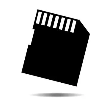 Vector Icon SD card isolated black silhouette. EPS10 Illustrazione stock