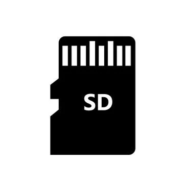Vector Icon SD card isolated black silhouette. EPS10 Illustrazione stock