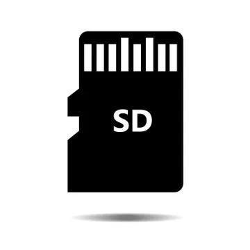 Vector Icon SD card isolated black silhouette. EPS10 Illustrazione stock