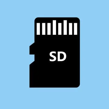Vector Icon SD card isolated black silhouette. EPS10 Illustrazione stock
