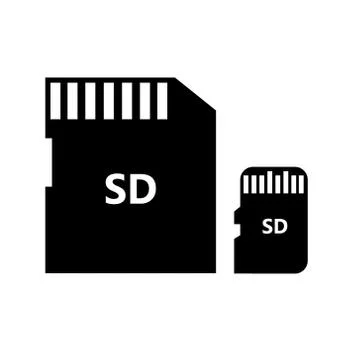 Vector Icon SD card isolated black silhouette. EPS10 Illustrazione stock