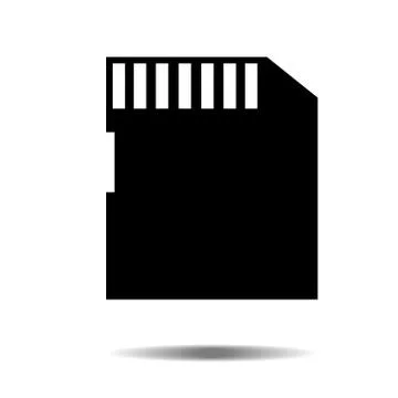 Vector Icon SD card isolated on background. black silhouette. EPS10 Illustrazione stock