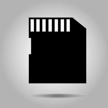 Vector Icon SD card isolated on background. black silhouette. EPS10 Illustrazione stock
