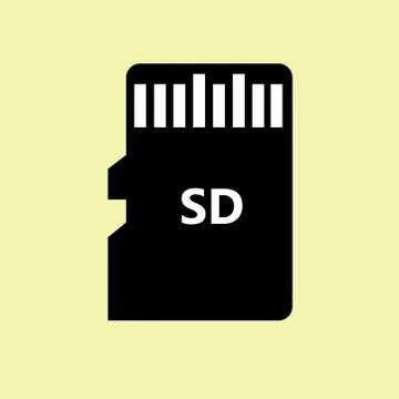 Vector Icon SD card isolated on background. black silhouette. EPS10 Illustrazione stock
