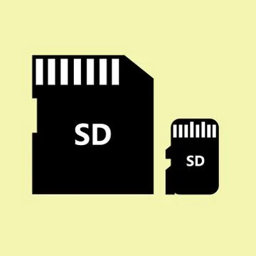 Vector Icon SD card isolated on background. black silhouette. EPS10 Illustrazione stock