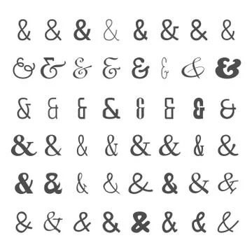 Vector icon set of black ampersands Stock Illustration