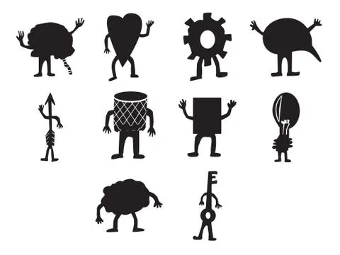 Vector icon set for brain functioning 스톡 일러스트