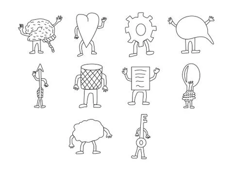 Vector icon set for brain functioning 스톡 일러스트