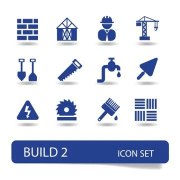 Vector icon set - building, construction Illustrazione stock
