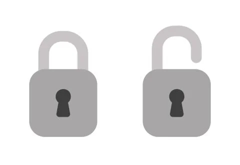 Vector icon set of closed and open padlocks. Stock Illustration